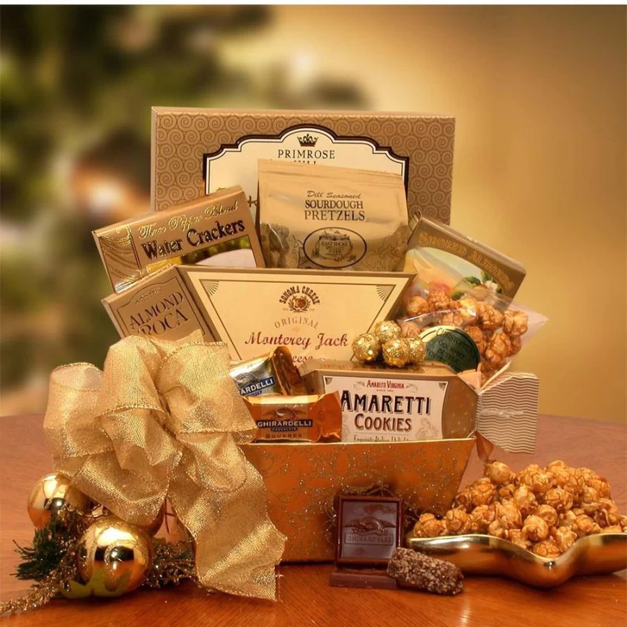 GBDS Golden Gourmet Holiday Gift Basket - Premium Food & Deluxe Treats Collection