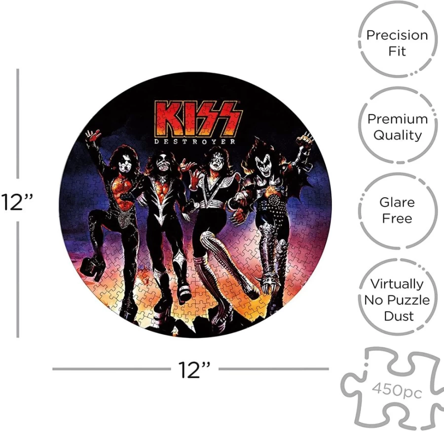 Toynk Kiss Destroyer 450-Piece Vinyl Record Jigsaw Puzzle - Rock Music Themed Collectible Puzzle