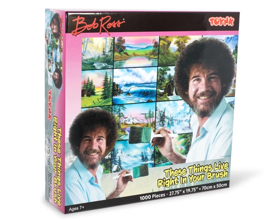 Bob Ross 1000 Piece Jigsaw Puzzle - "These Things Live Right In Your Brush" Artwork by Toynk