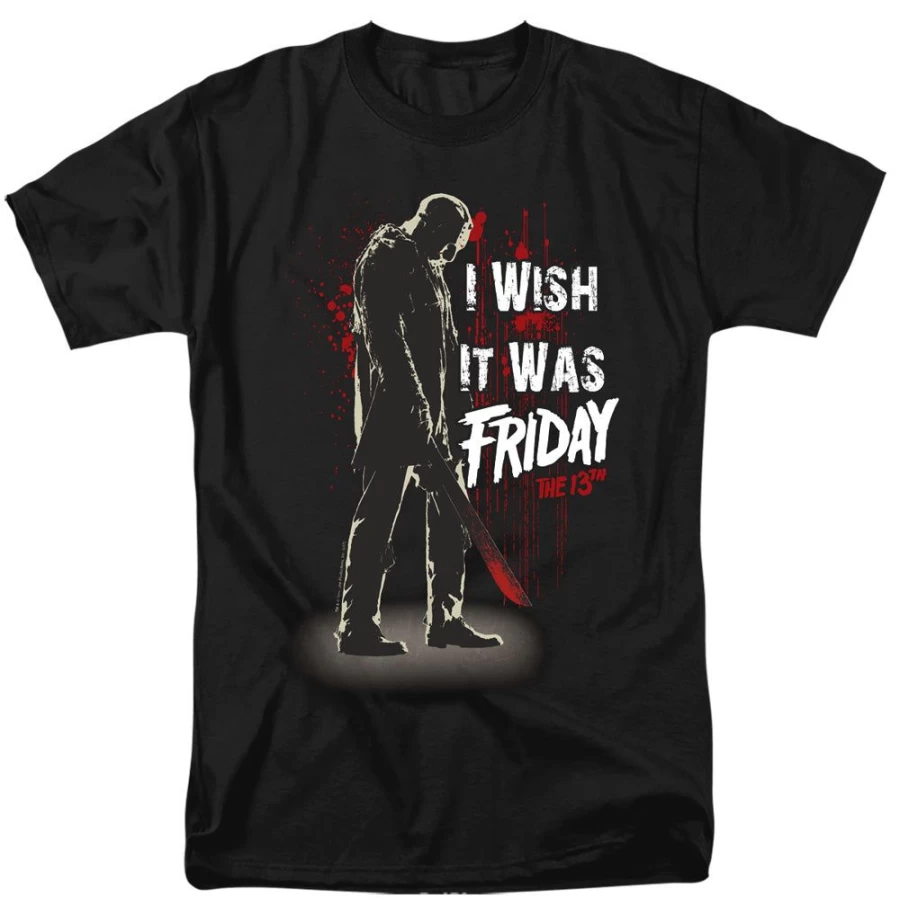 "MeTV Custom Classics Friday The 13th Horror Movie T-Shirt - I Wish It Was Friday Design"