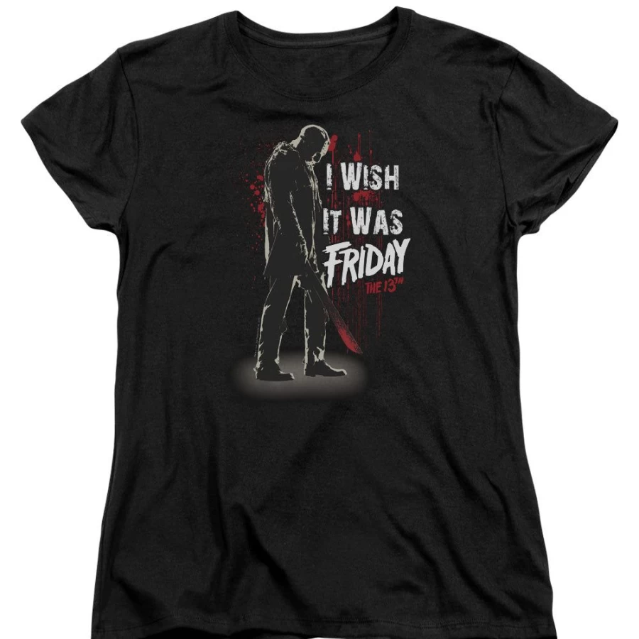 "MeTV Custom Classics Friday The 13th Horror Movie T-Shirt - I Wish It Was Friday Design"