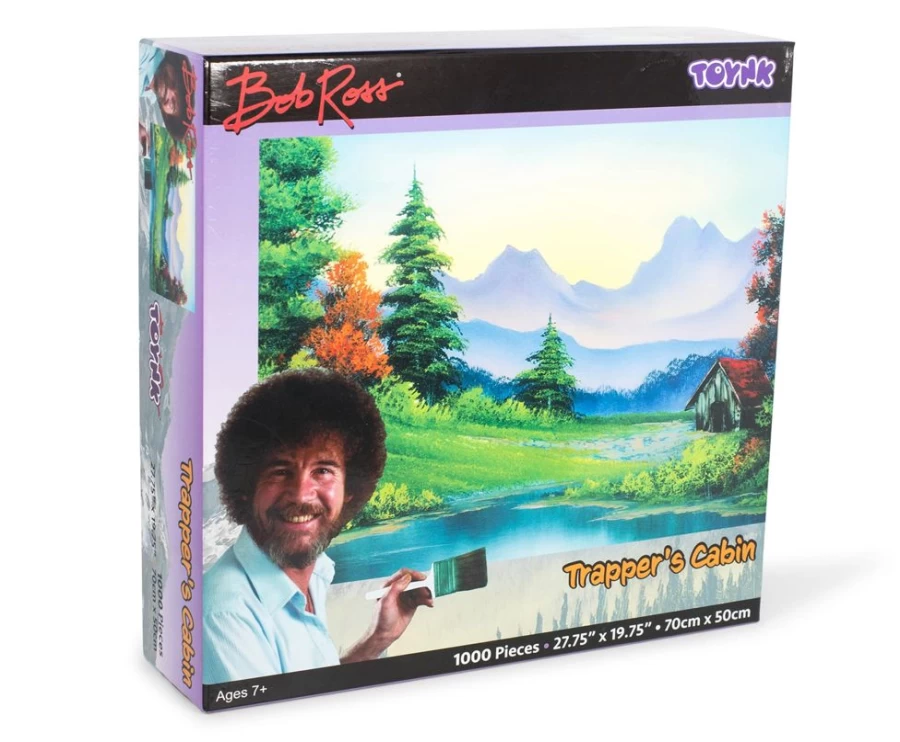 "Toynk 1000-Piece Bob Ross Trapper's Cabin Jigsaw Puzzle | Nature-Themed Collectible Puzzle"