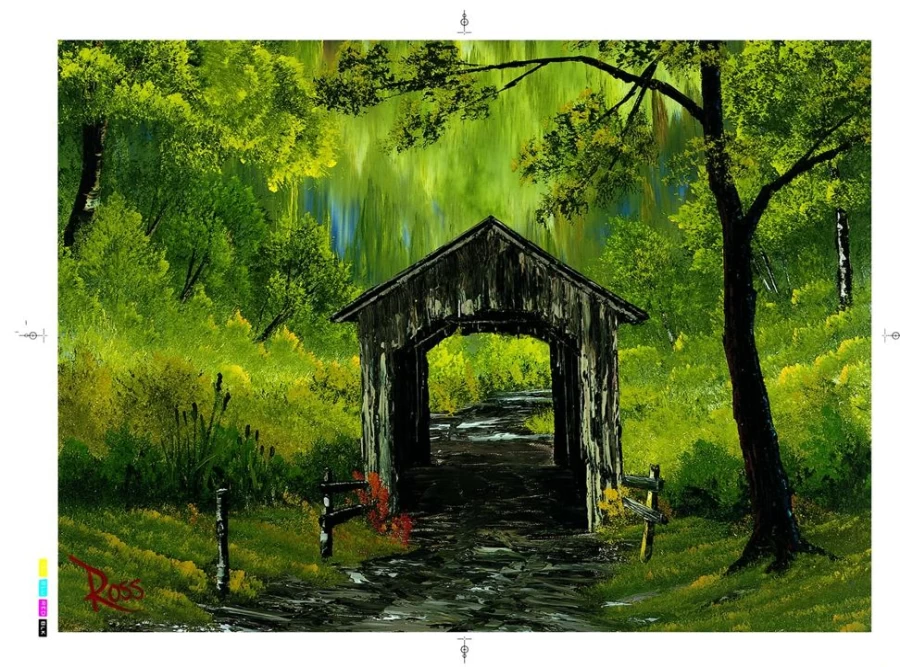 "Toynk 1000-Piece Bob Ross Covered Bridge Jigsaw Puzzle | Nature-Themed Collectible Puzzle"