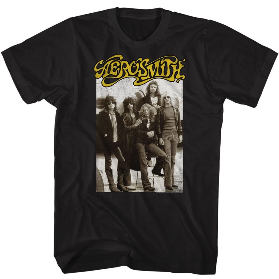 MeTV Custom Brands Aerosmith Aeroplane Vintage Graphic T-Shirt - Classic Rock Band Tee