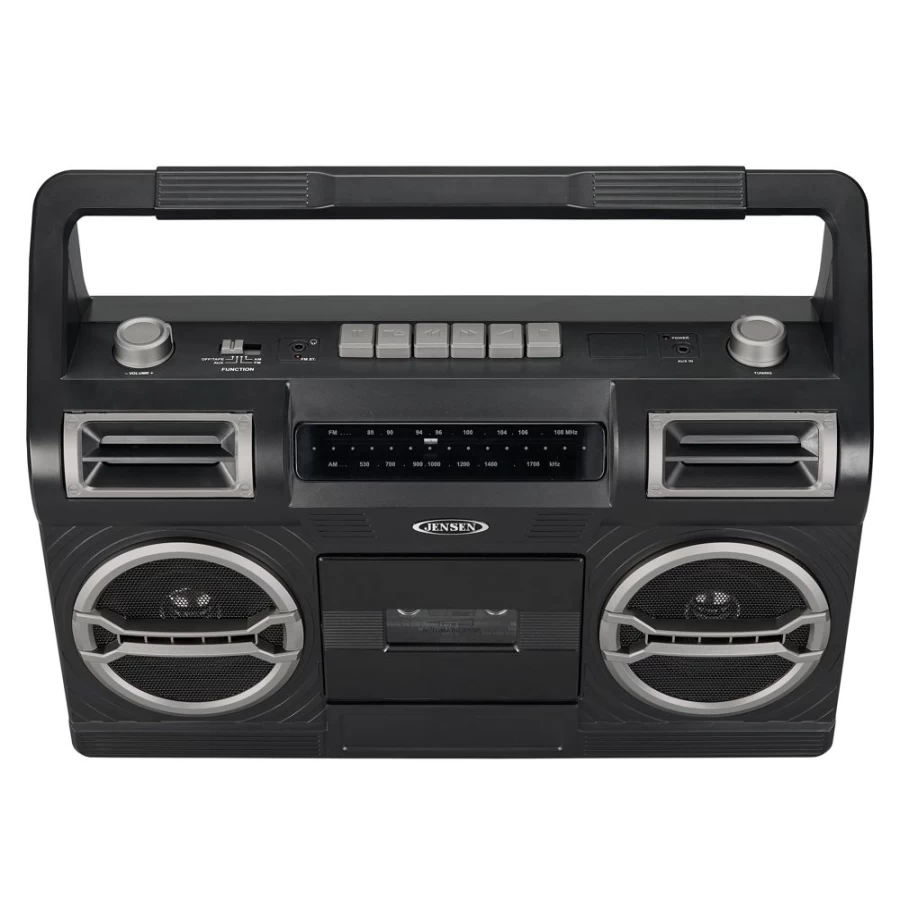 Jensen Portable AM/FM Radio with Cassette Player Recorder - Built-In Speakers, Vintage Style Audio Player