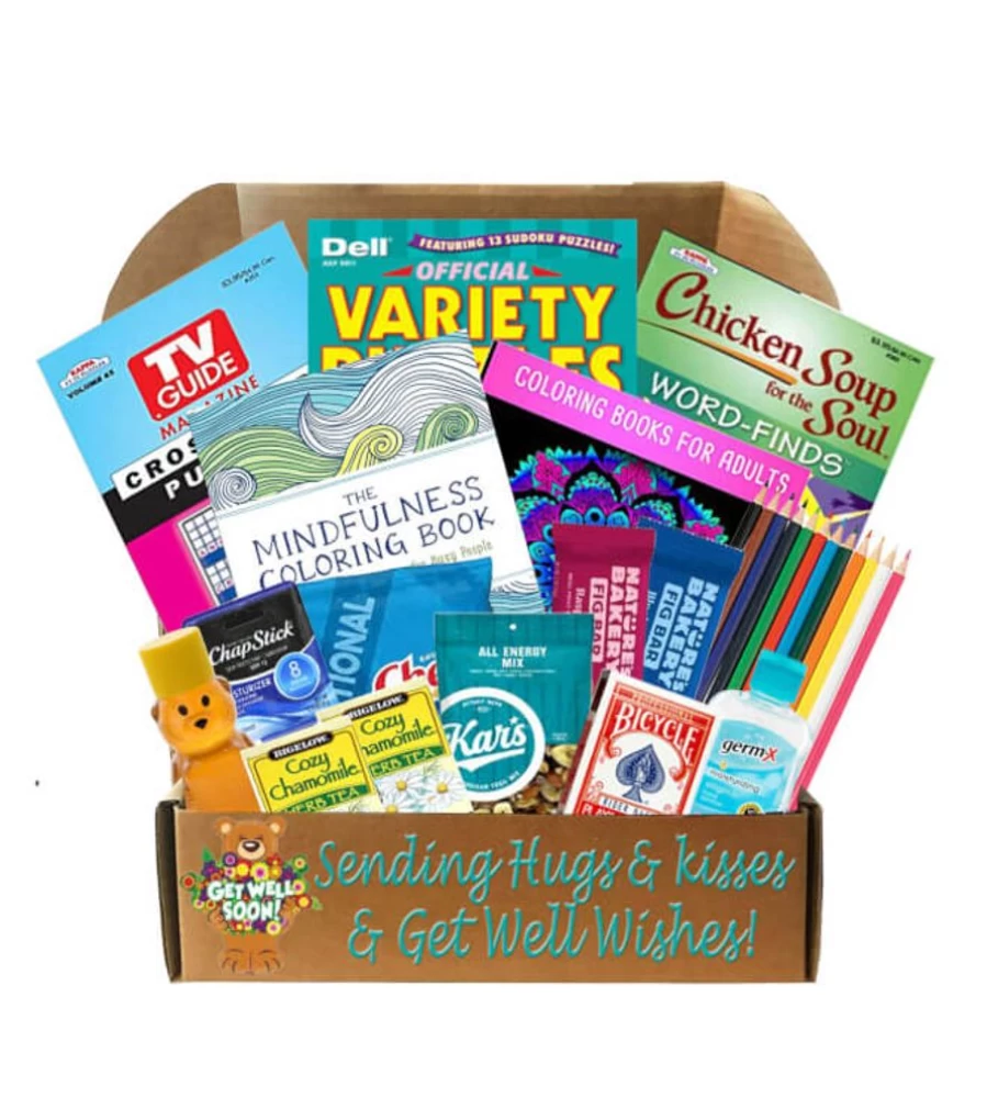 GBDS Hugs & Kisses Get Well Soon Gift Care Package - Thoughtful Sympathy Present for Recovery