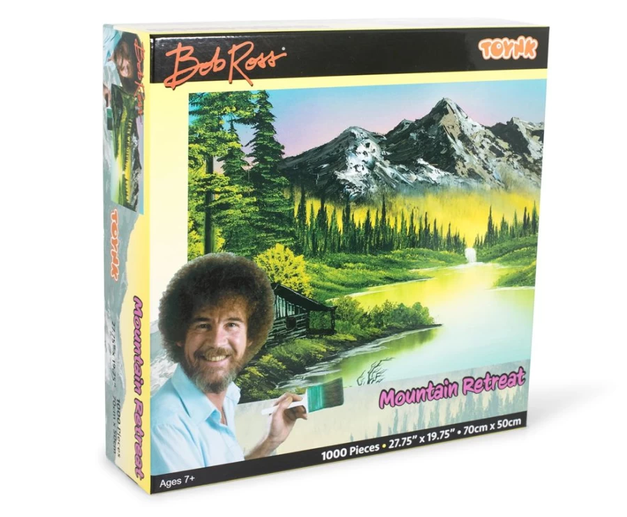 "Toynk 1000-Piece Bob Ross Mountain Retreat Jigsaw Puzzle – Nature Landscape Puzzle for Adults"