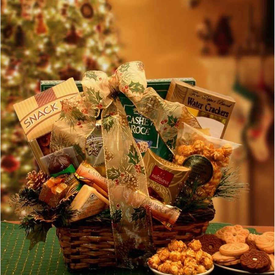 GBDS Holiday Splendor Gift Basket - Festive Gourmet Treats & Elegant Present Box for Christmas