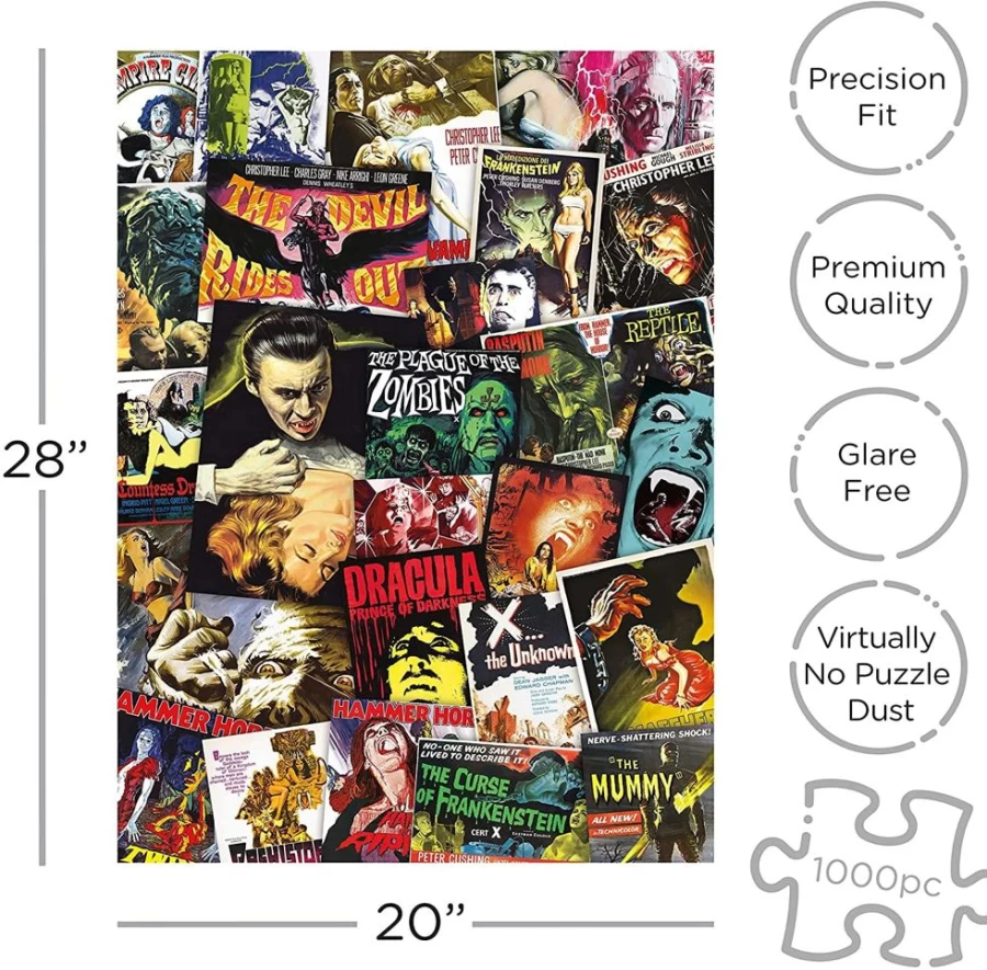 Toynk 1000-Piece Hammer Classic Horror Movies Collage Jigsaw Puzzle for Adults
