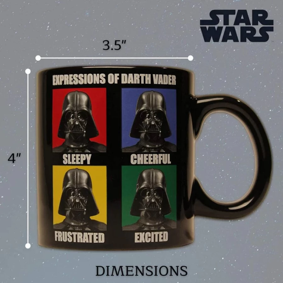 Toynk Star Wars Darth Vader Expressions Ceramic Coffee Mug - 14 oz Collectible Drinkware for Fans