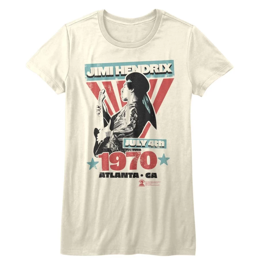 "MeTV Custom Brands Jimi Hendrix Atlanta Vintage T-Shirt - Classic Rock Music Merchandise"