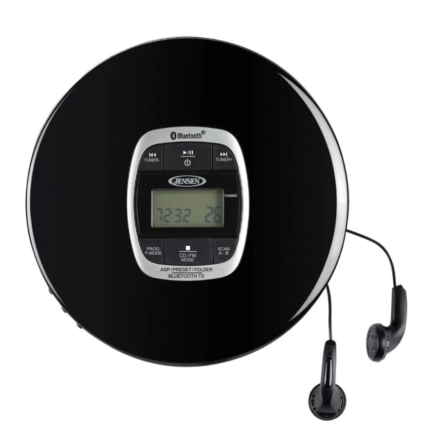 Jensen Portable Bluetooth CD Player with FM Radio, Bass Boost, and Wireless Streaming