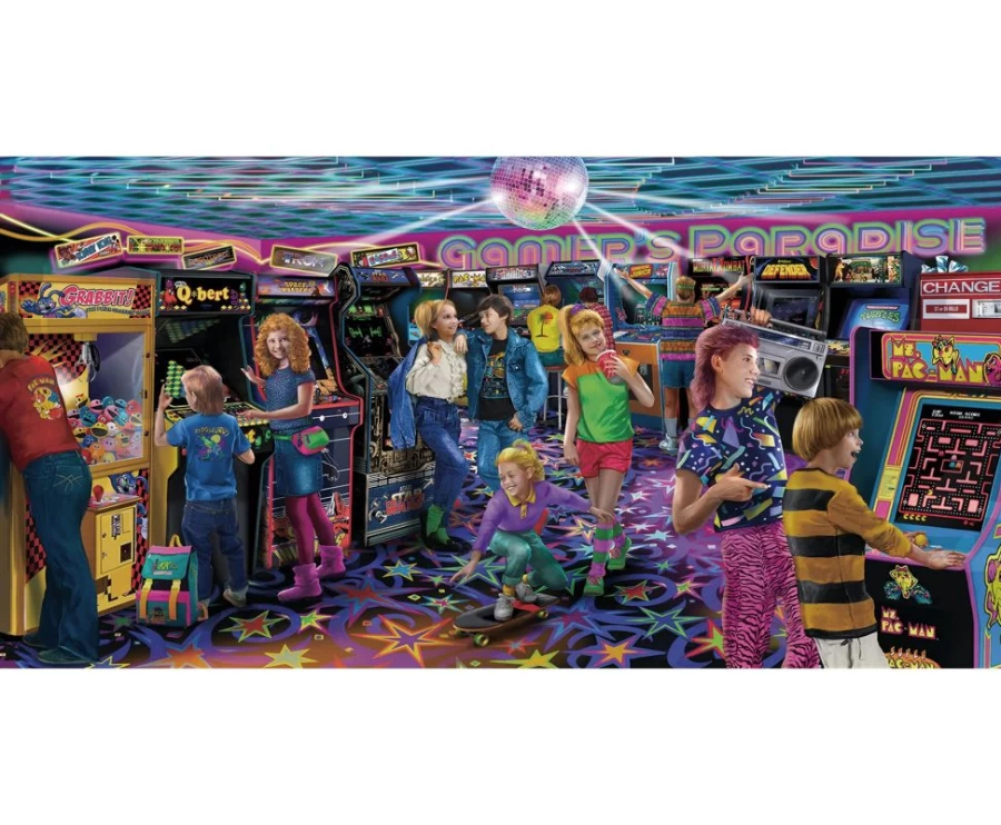 Toynk Gamers Paradise 2000-Piece Jigsaw Puzzle - '80s Retro Arcade Challenge for Adults & Puzzle Enthusiasts