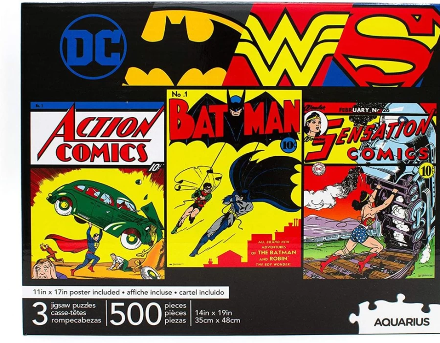 Toynk DC Comics 500-Piece Jigsaw Puzzle Set of 3 | Batman, Superman, Wonder Woman Collectible Puzzles