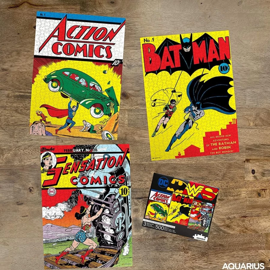 Toynk DC Comics 500-Piece Jigsaw Puzzle Set of 3 | Batman, Superman, Wonder Woman Collectible Puzzles