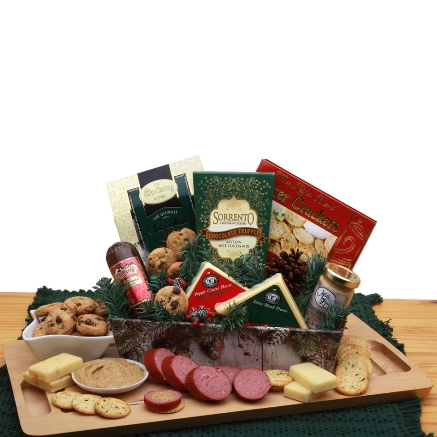 GBDS Rustic Winter Holiday Serving Tray - Farmhouse Style Decorative Tray for Seasonal Decor