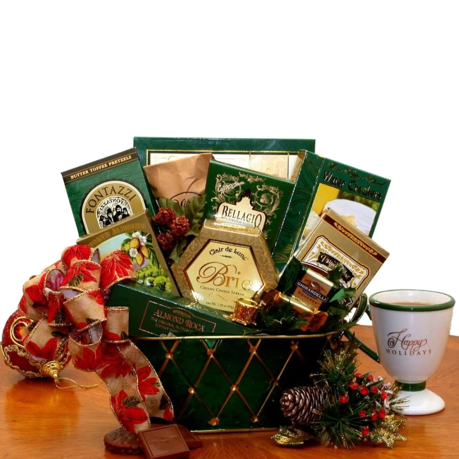 GBDS Christmas Holiday Gift Basket - Festive Trimmings & Decorations for Seasonal Cheer