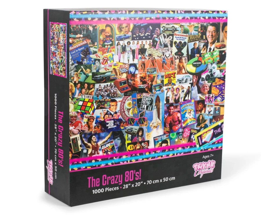 "Toynk 1000-Piece Retro 80's Jigsaw Puzzle for Adults & Kids – The Crazy 80's Nostalgia Puzzle"