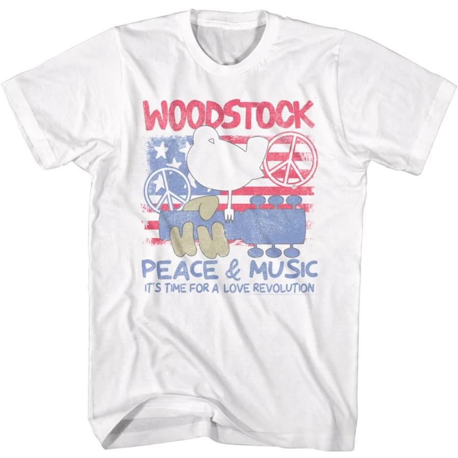MeTV Custom Brands Woodstock Love Revolution Vintage Inspired T-Shirt - 60s Hippie Style Graphic Tee