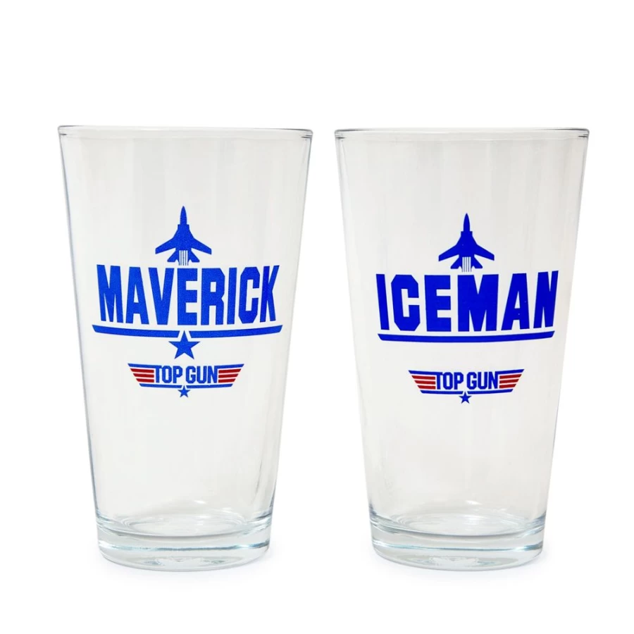 "Toynk Top Gun Maverick & Iceman 20oz Pint Glass Set - 2 Movie-Themed Drinking Glasses"