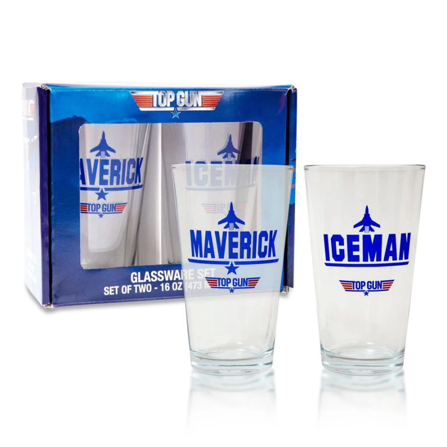 "Toynk Top Gun Maverick & Iceman 20oz Pint Glass Set - 2 Movie-Themed Drinking Glasses"