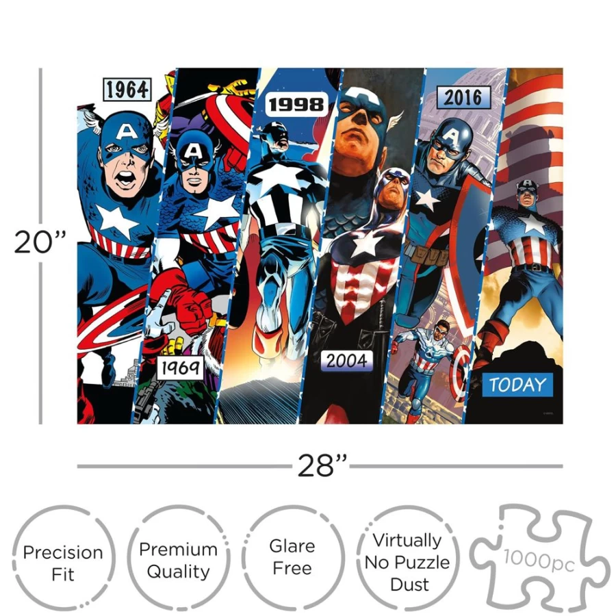 Toynk Marvel Captain America 1000-Piece Jigsaw Puzzle – Collectible Timeline Edition