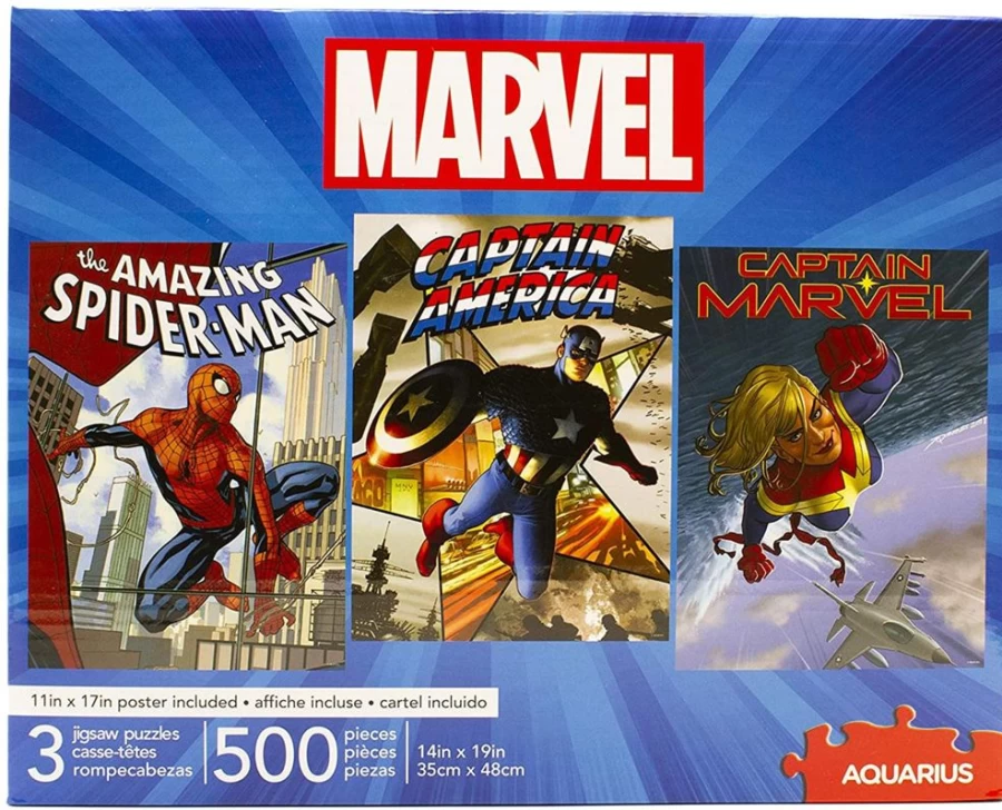 Toynk Marvel 500-Piece Jigsaw Puzzle Set - 3 Pack | Avengers, Spider-Man, Guardians of the Galaxy Superhero Puzzles