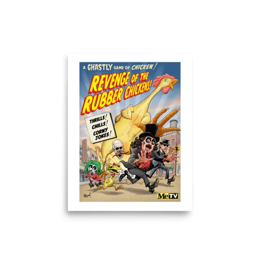 "Svengoolie Revenge Of The Rubber Chickens Art Print by Tom Richmond | MeTV Custom Products"