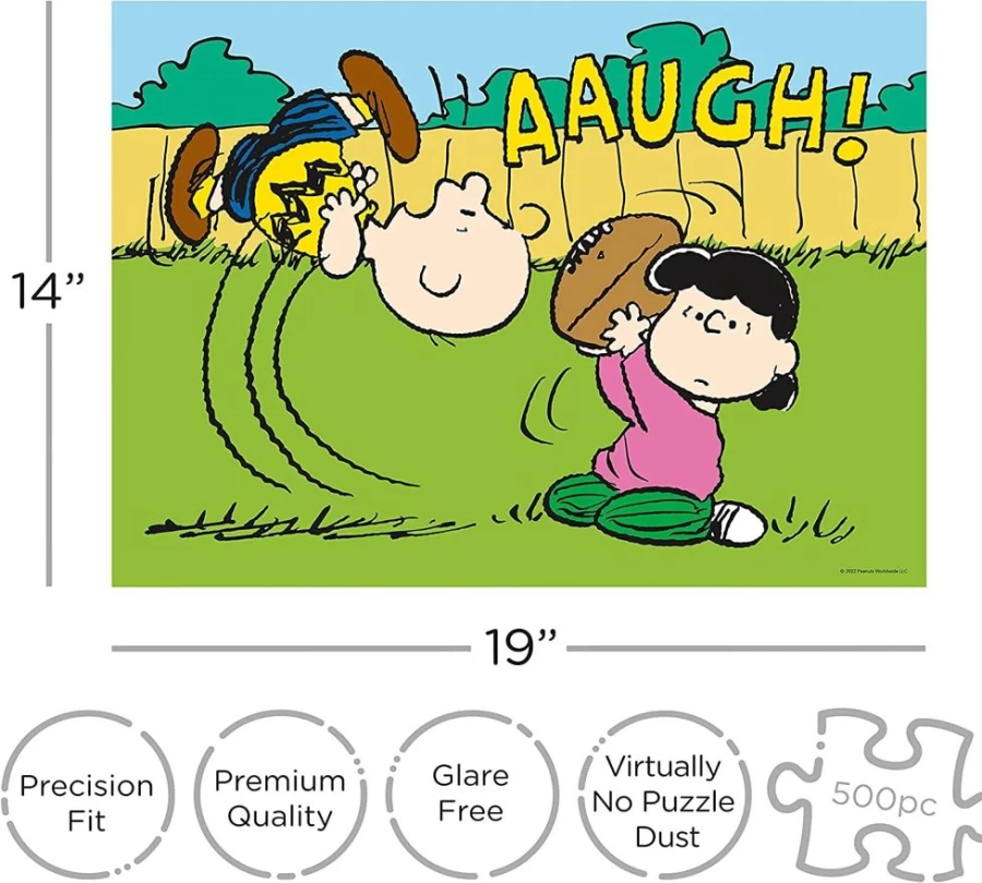 Toynk Peanuts Lucy Football 500-Piece Jigsaw Puzzle for Adults and Kids - Charlie Brown Collectible Puzzle