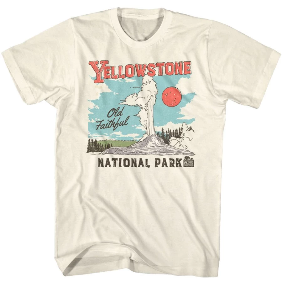 "MeTV Custom Brands Unisex Yellowstone National Park Illustrated Graphic Tee"