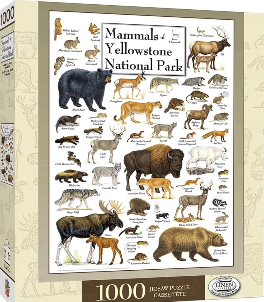 "Toynk 1000-Piece Yellowstone National Park Mammals Linen Jigsaw Puzzle for Adults"