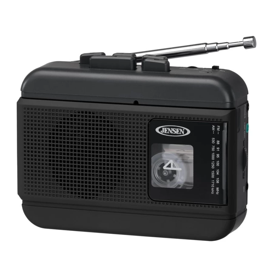 Jensen Portable Cassette Player with AM/FM Radio, Recorder, and Headphone Jack for Vintage Music Playback