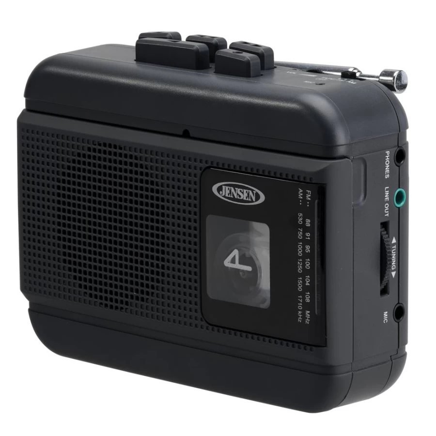 Jensen Portable Cassette Player with AM/FM Radio, Recorder, and Headphone Jack for Vintage Music Playback