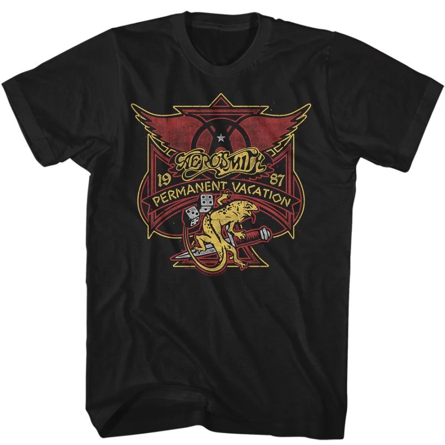 MeTV Custom Brands Aerosmith Perm Vacay Lizard Graphic T-Shirt - Vintage Rock Band Tee