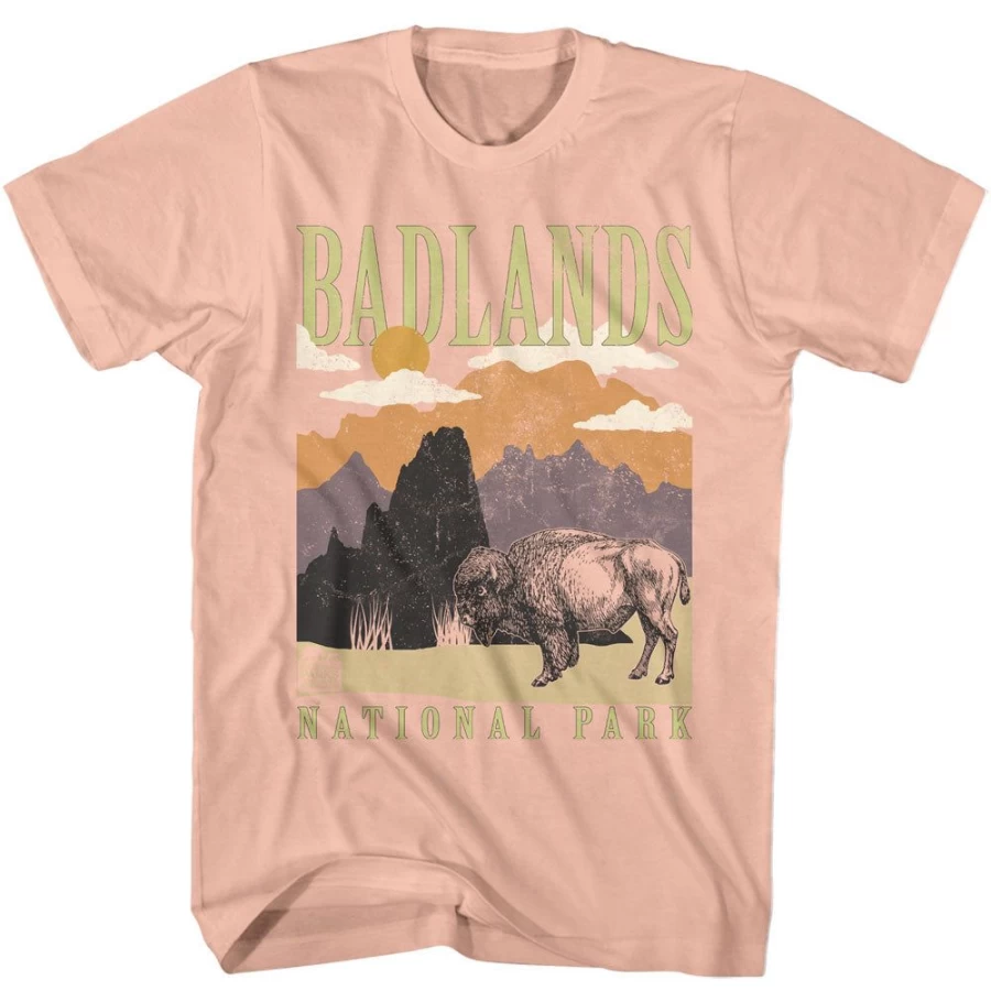 MeTV Custom Brands Unisex National Parks Badlands Pink Landscape T-Shirt