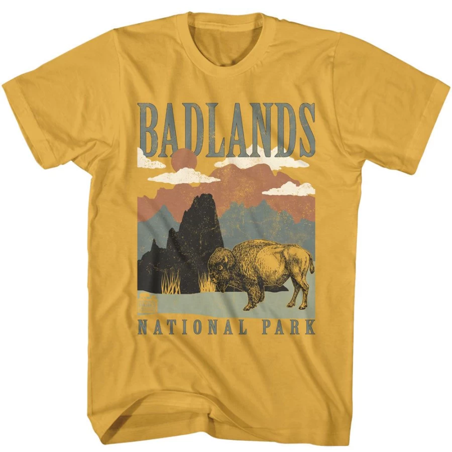 MeTV Custom Brands Unisex Badlands National Park Landscape T-Shirt (Yellow)