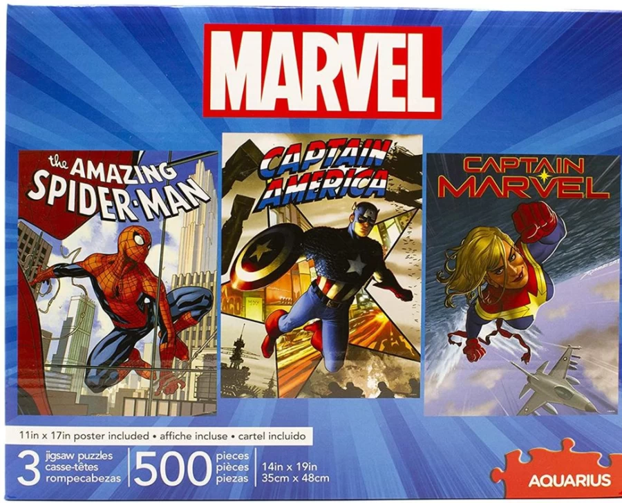 Toynk Marvel 500-Piece Jigsaw Puzzle Set of 3 | Avengers, Spider-Man, Guardians of The Galaxy | Collectible Puzzles for Adults & Kids