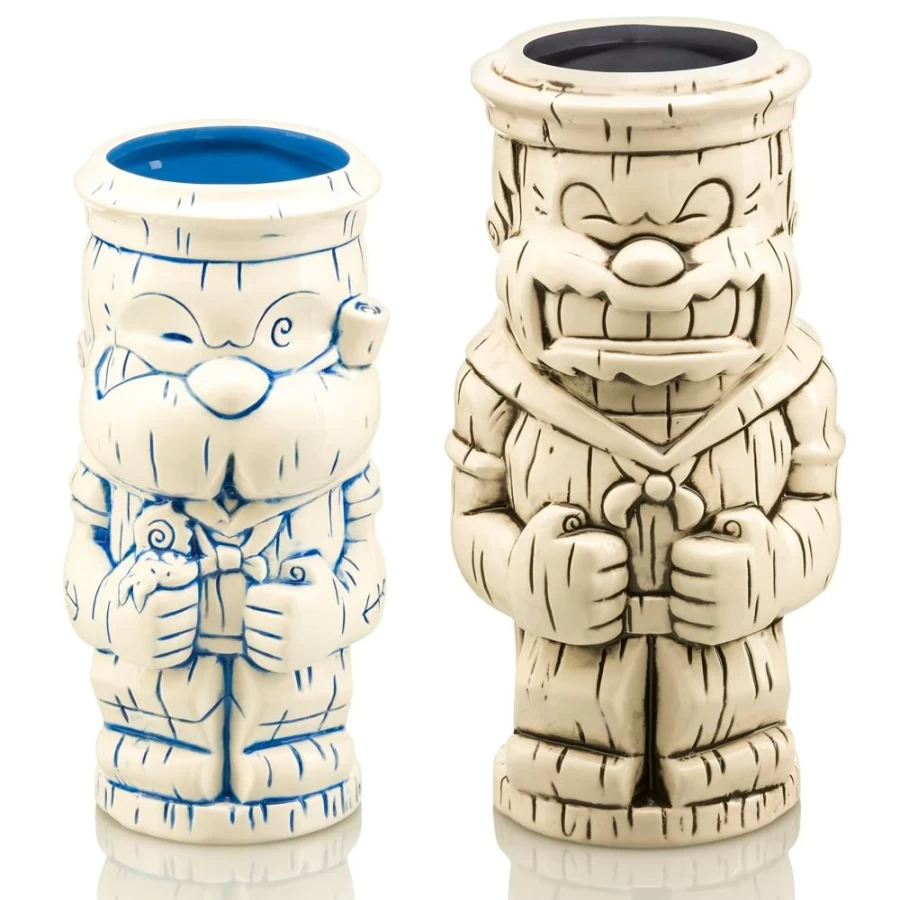 "Toynk Popeye & Bluto Geeki Tikis Set - 17oz & 23oz Collectible Glasses (2-Pack)"