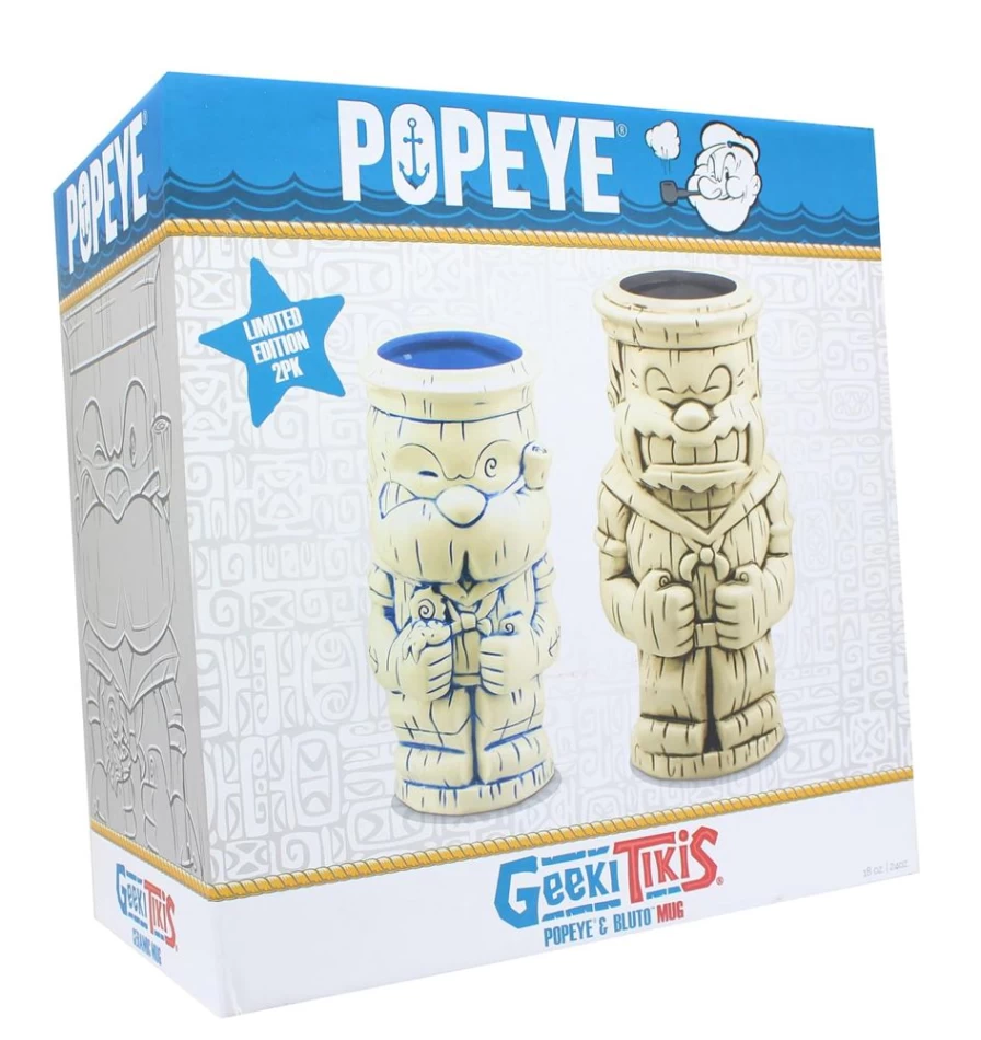 "Toynk Popeye & Bluto Geeki Tikis Set - 17oz & 23oz Collectible Glasses (2-Pack)"