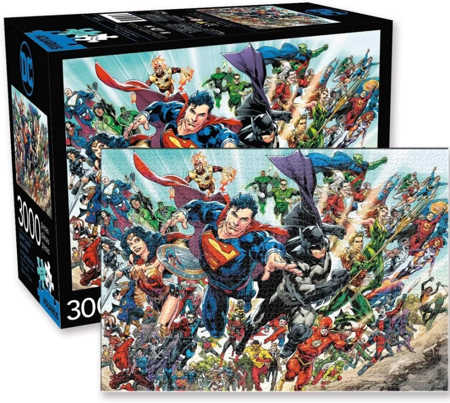 Toynk DC Comics Superheroes 3000-Piece Jigsaw Puzzle for Adults – Batman, Superman, Wonder Woman Collectible Puzzle