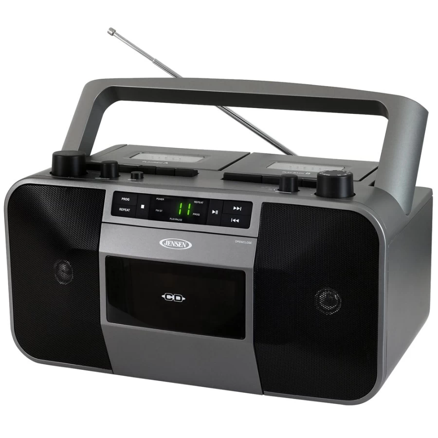 Jensen Portable Stereo CD Player with Dual Cassette Deck, AM/FM Radio Recorder | High-Quality Audio Playback