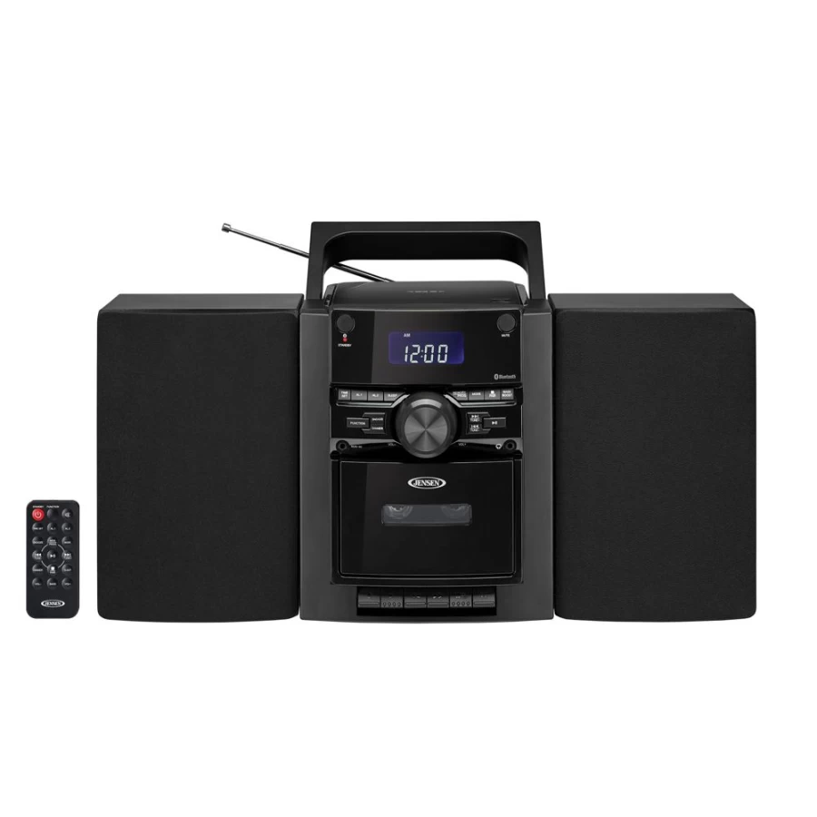 Jensen Portable Bluetooth CD Player with Cassette, AM/FM Radio, and Stereo Sound System