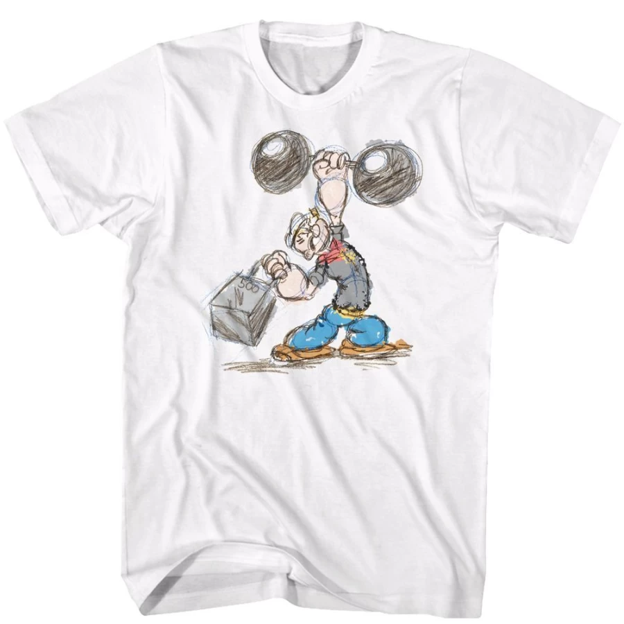 MeTV Custom Brands Unisex Popeye Sketch Graphic Tee - Vintage Cartoon Design