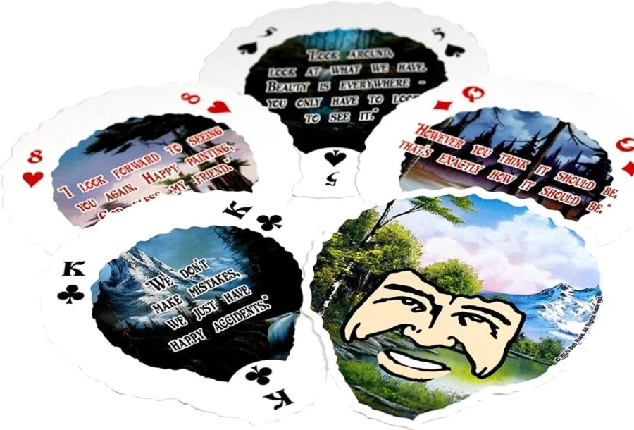 Bob Ross-Themed Playing Cards Deck by Toynk - 52 Cards + 2 Jokers for Collectors & Card Gamers