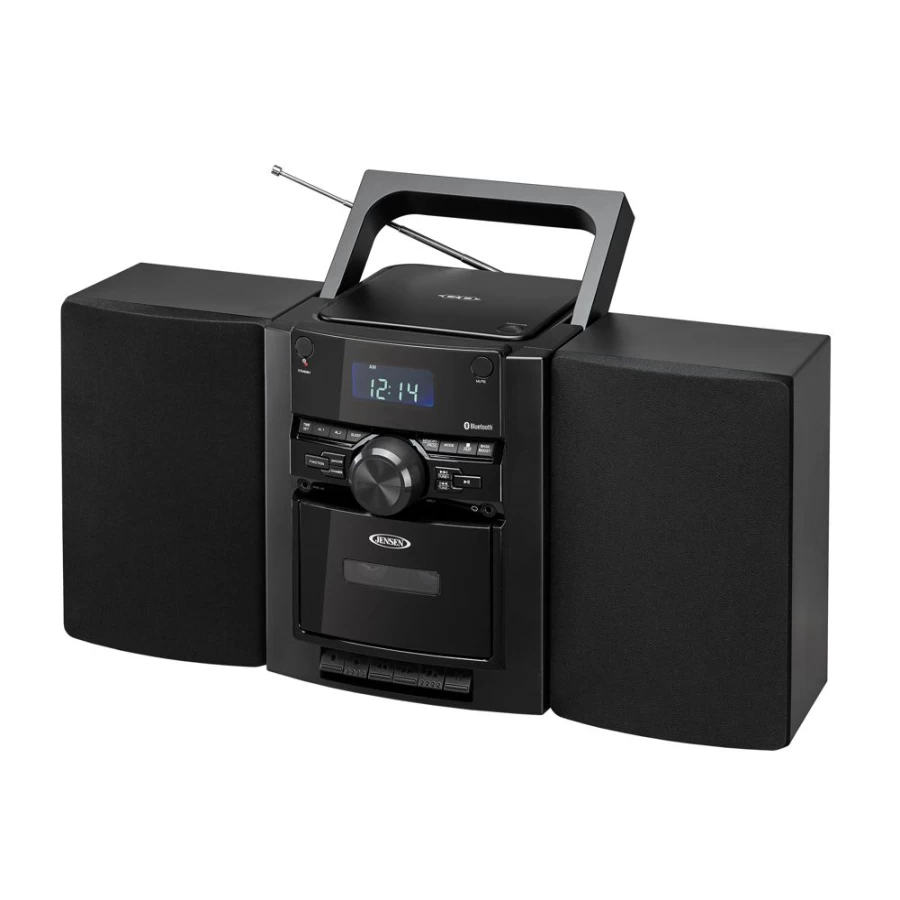 Jensen Portable Bluetooth CD Player with Cassette, AM/FM Radio, and Stereo Sound System