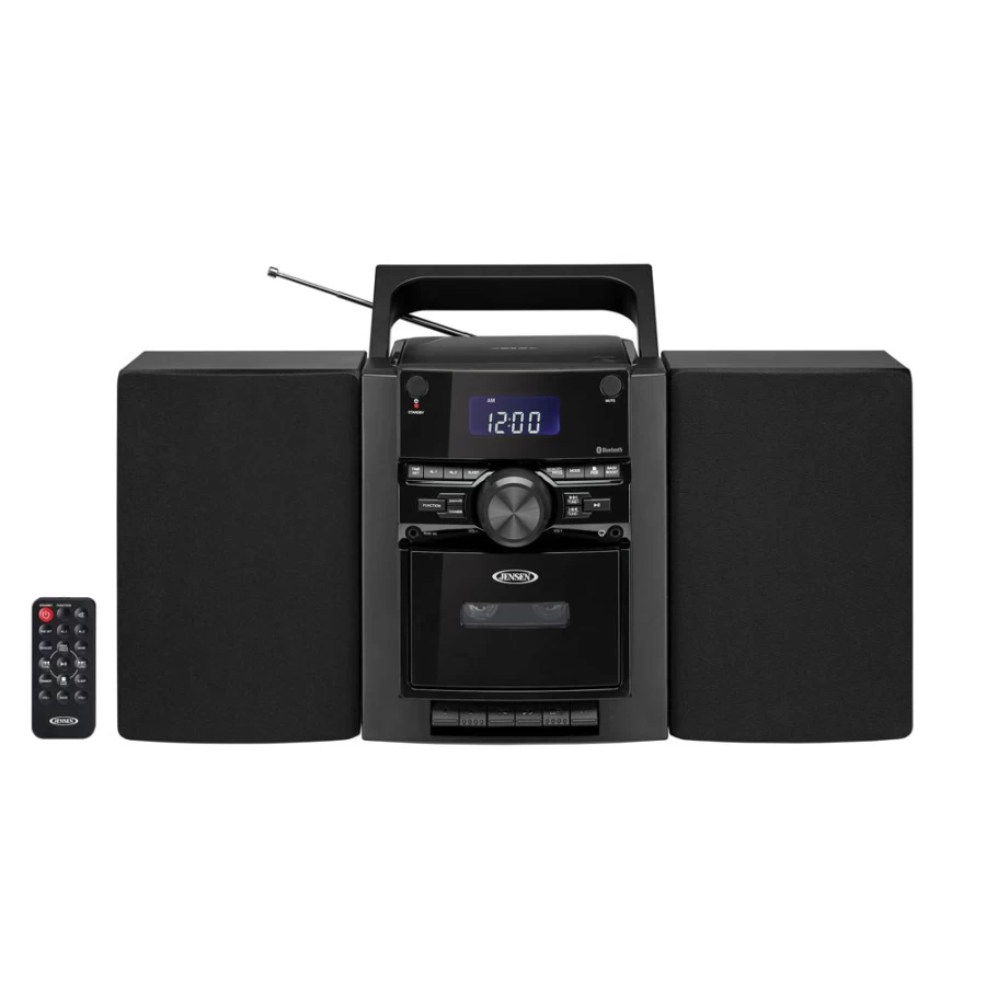 Jensen Portable Bluetooth CD Player with Cassette, AM/FM Radio, and Stereo Sound System