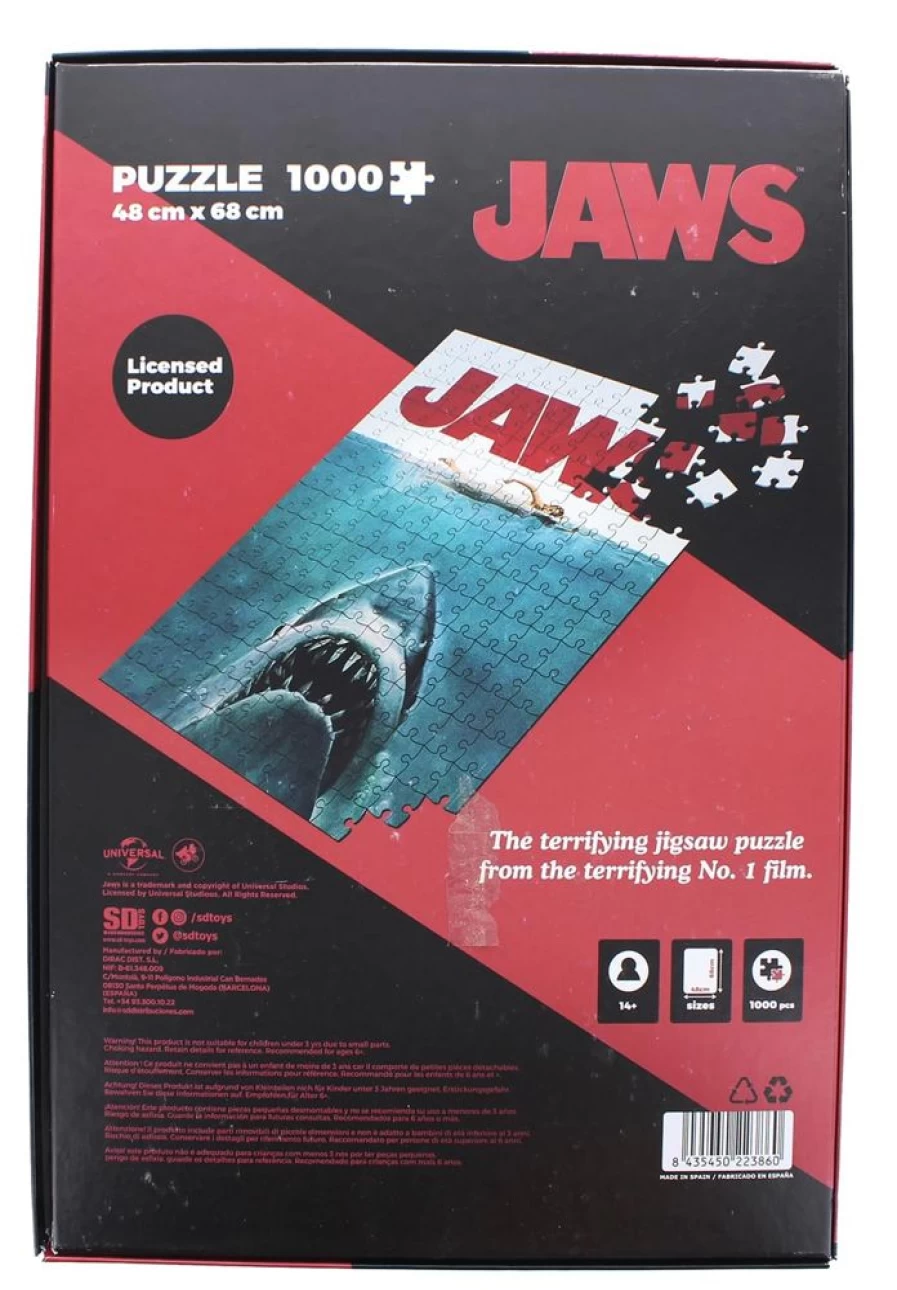 Toynk Jaws Movie 1000-Piece Jigsaw Puzzle - Official Shark Film Poster Collectible Puzzle