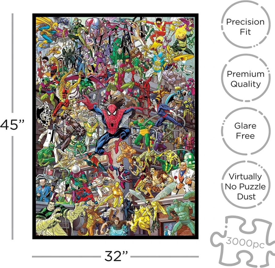 Toynk Marvel Spider-Man Villains 3000-Piece Jigsaw Puzzle for Adults, Collectible Comic Art Puzzle, Challenging Large Puzzle for Fans