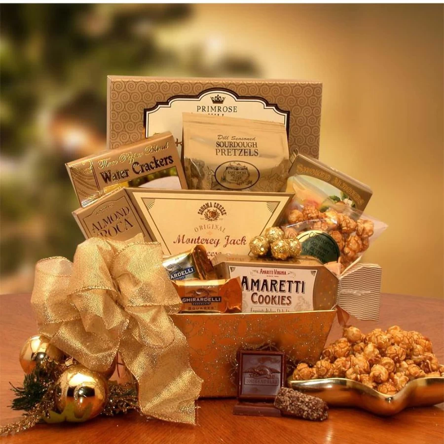 GBDS Premium Golden Gourmet Holiday Gift Basket - Luxury Food Hamper for Christmas & Special Occasions