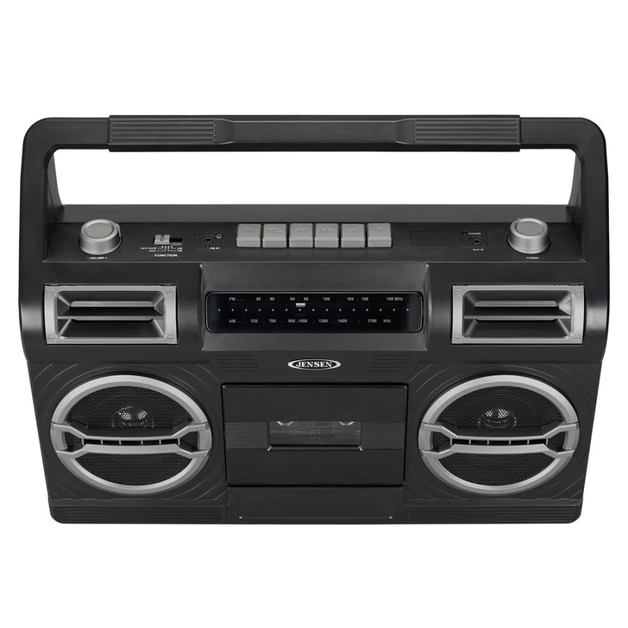 Jensen Portable AM/FM Radio with Cassette Player Recorder, Built-In Speakers, Vintage Style Audio Player for Home and Travel
